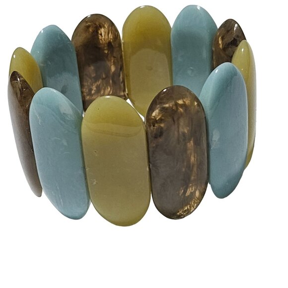 Boho Chunky Oval Resin Beads Stretch Bracelet Statement Fashion Jewelry Women - Picture 1 of 4